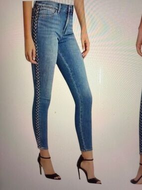 FRAME Denim Le High Skinny Braided Seam Jean Women’s Size 27 Sandbar Blue  Rope